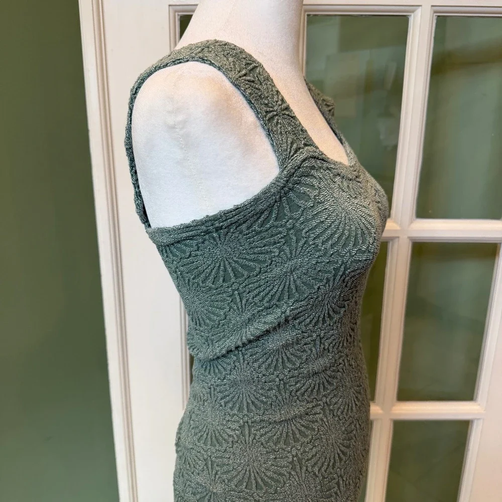 Intimately Free People Love Letter Cami Green Textured Tank Top L/XL